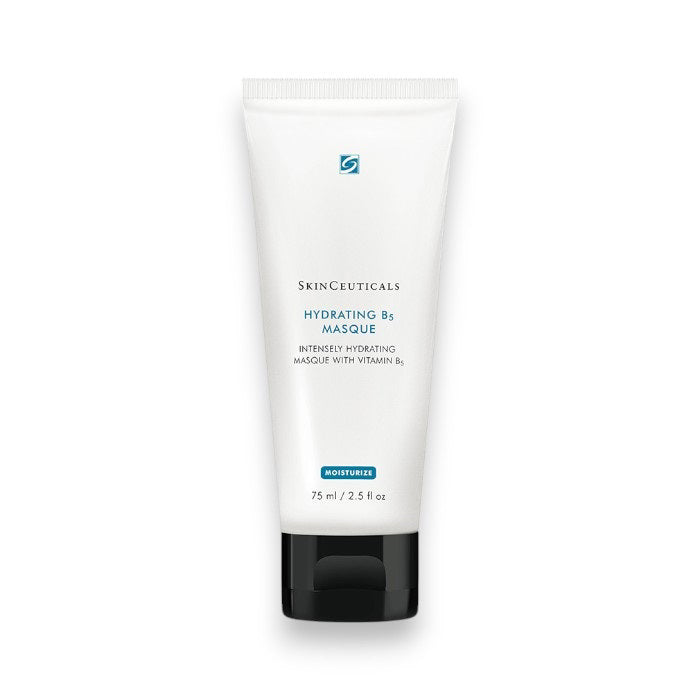 A 75 ml tube of SKINCEUTICALS HYDRATING B5 MASK by SKIN CEUTICALS, featuring a black cap and blue label accents, sits on a white background—ideal for weekly hydration.
