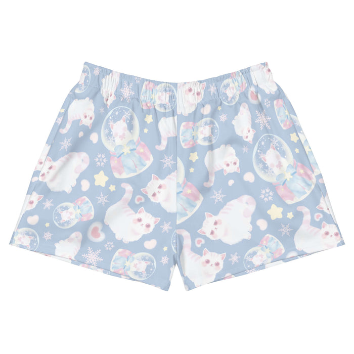 Snow Kitten kawaii short shorts with fluffy kittens and cream stars