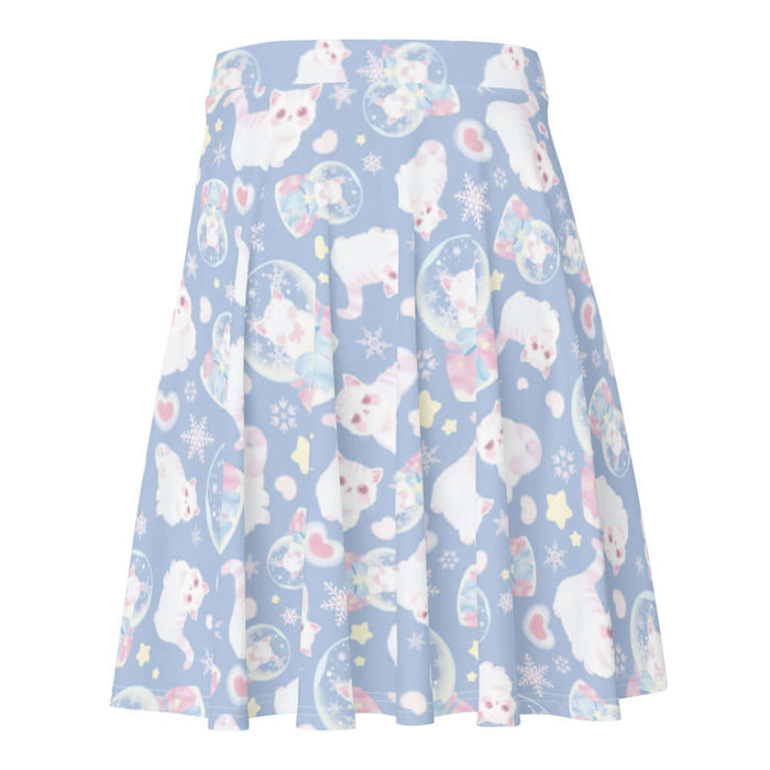 Snow Kitten kawaii skater skirt with fluffy kittens and cream stars