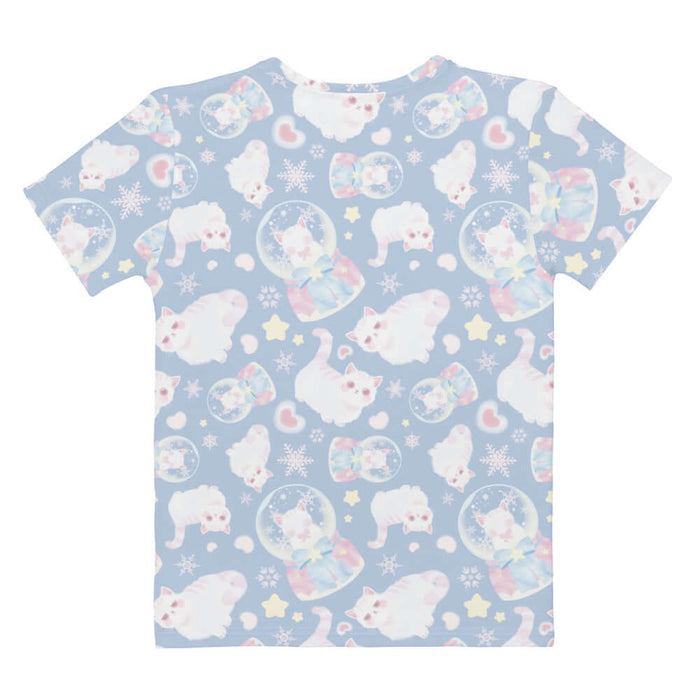 Snow Kitten kawaii tee with fluffy kittens and cream stars