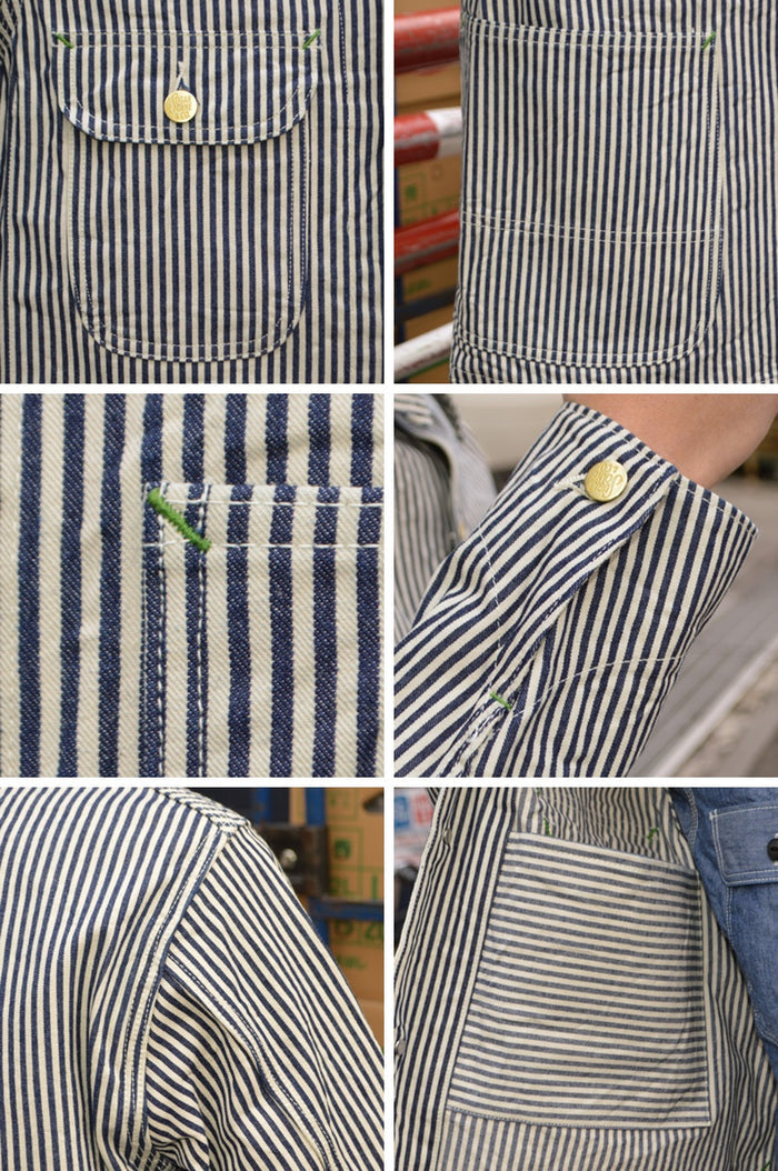 SUGAR CANE "SC15656" 11oz. HICKORY STRIPE WORK COAT