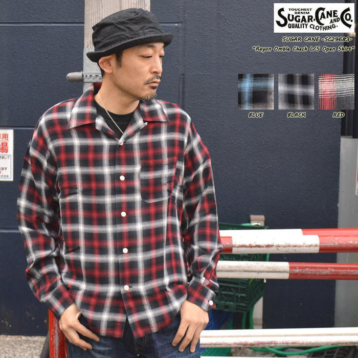 SUGAR CANE "SC29683" Rayon Omble Check L/S Open Shirt