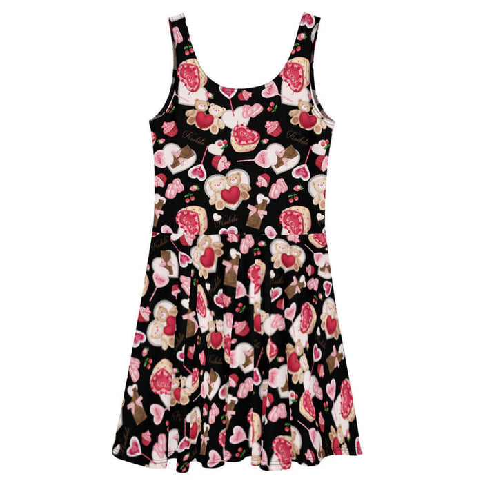 Sugar Sweetheart kawaii skater dress with love-note lollipops and lace doily hearts