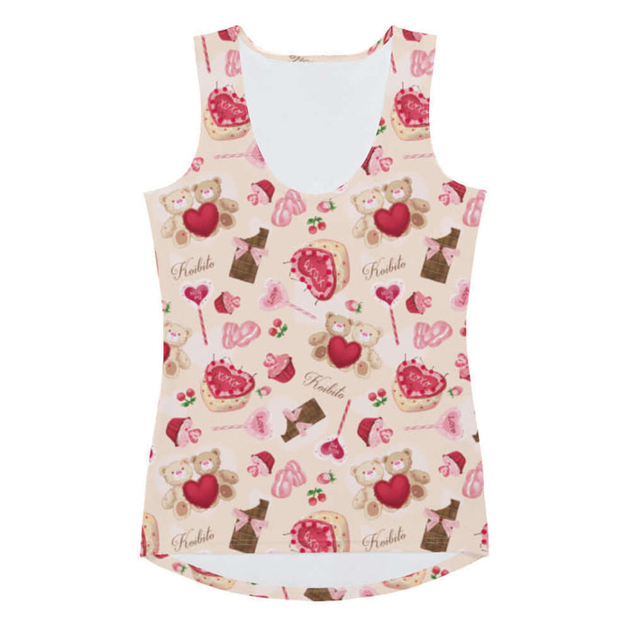 Sugar Sweetheart kawaii tank top with ribbon-tied chocolate bars and strawberries