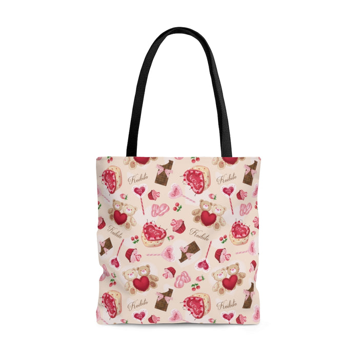 Cute and durable, the Sugar Sweetheart Tote Bag (Cream) is perfect for travel, gym, or beach outings.
