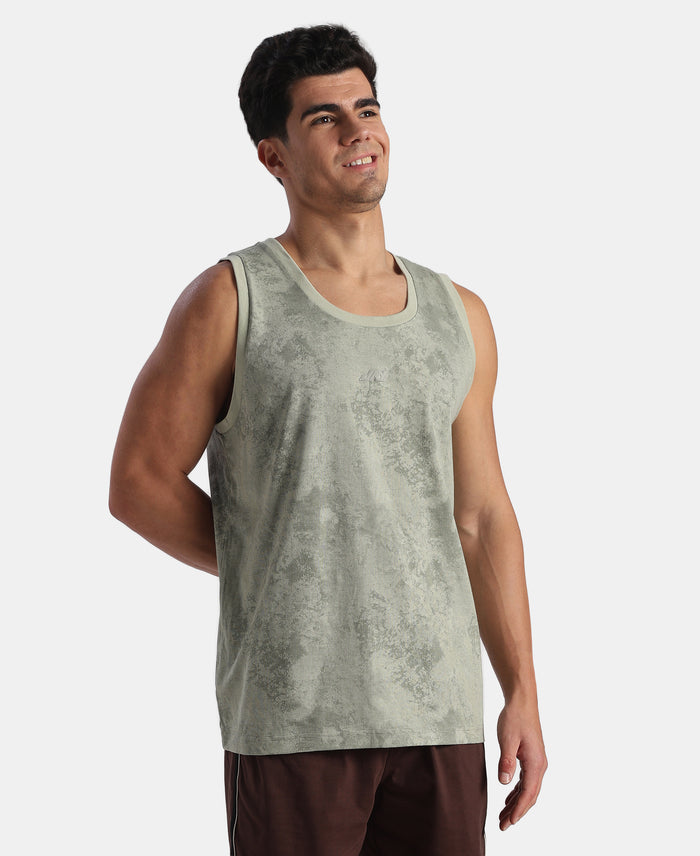 Super Combed Cotton Blend Printed Tank Top - Desert Sage