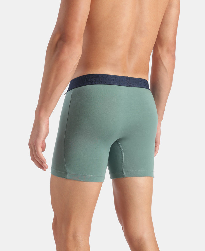 Super Combed Cotton Elastane Stretch Solid Boxer Brief with StayFresh Treatment - Sage Brush Green