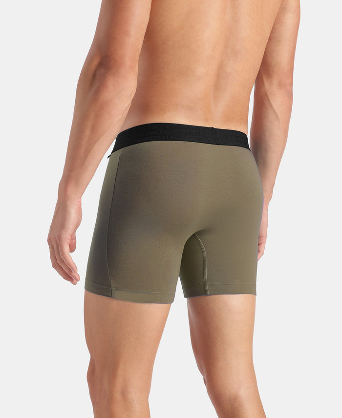 Super Combed Cotton Elastane Stretch Solid Boxer Brief with StayFresh Treatment - Earth