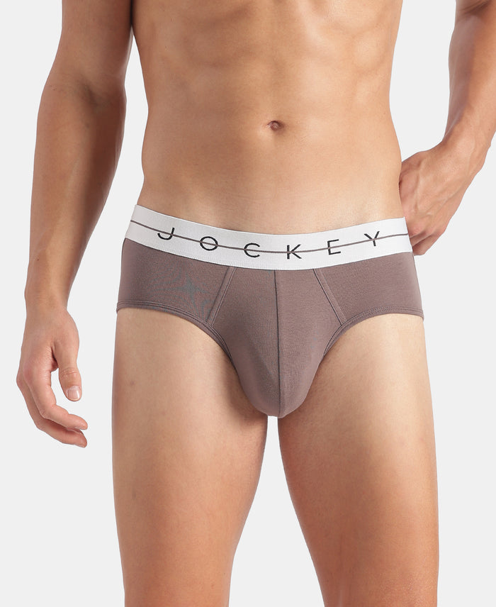 Super Combed Cotton Elastane Stretch Solid Brief with Ultrasoft Waistband - Roan Rouge & Plum Truffle (Pack of 2)