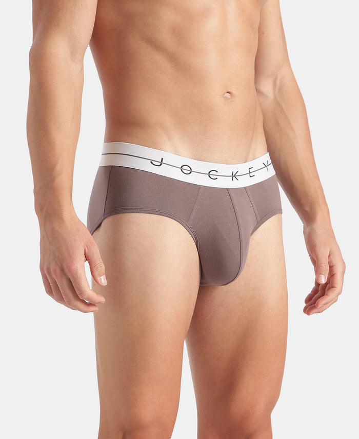 Super Combed Cotton Elastane Stretch Solid Brief with Ultrasoft Waistband - Roan Rouge & Plum Truffle (Pack of 2)