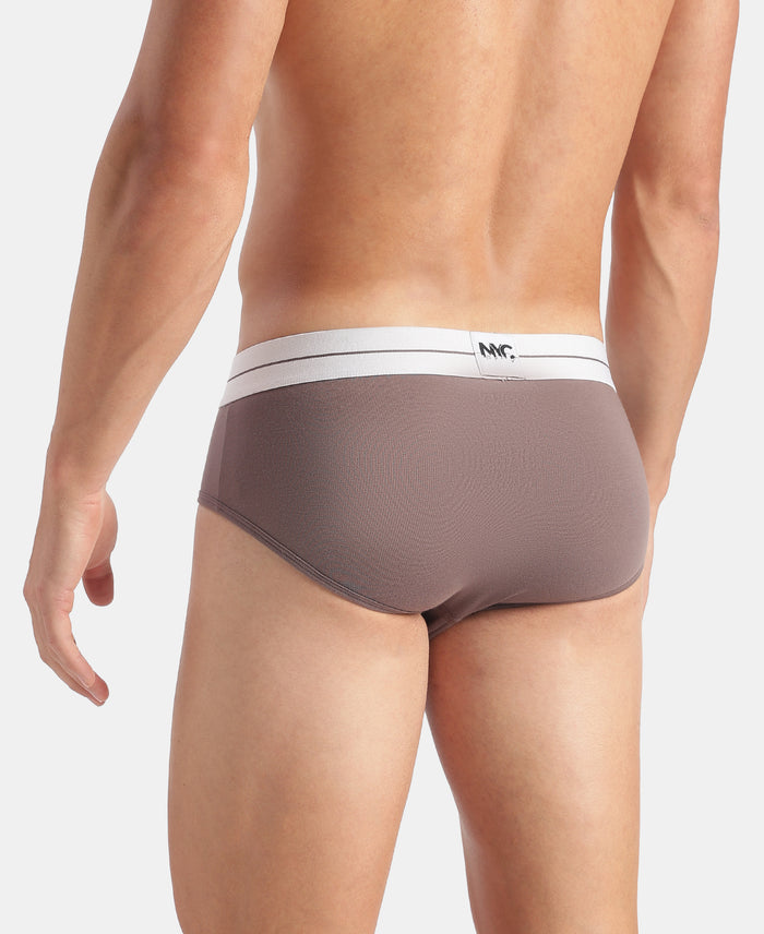 Super Combed Cotton Elastane Stretch Solid Brief with Ultrasoft Waistband - Roan Rouge & Plum Truffle (Pack of 2)