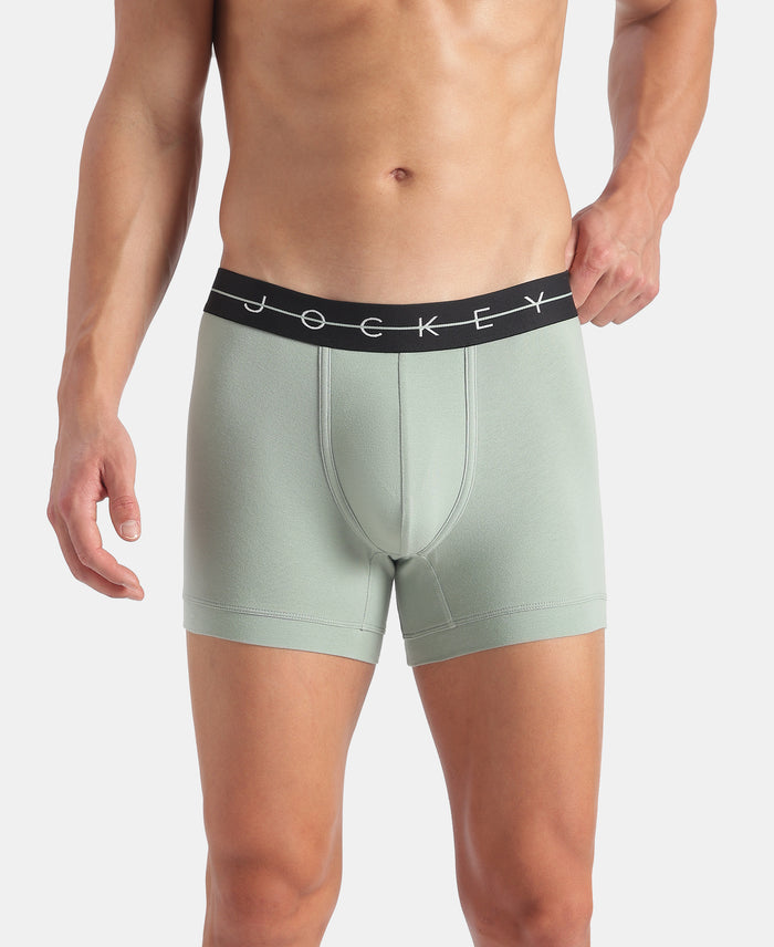 Super Combed Cotton Elastane Stretch Solid Trunk with Ultrasoft Waistband - Graphite & Jadeite (Pack of 2)