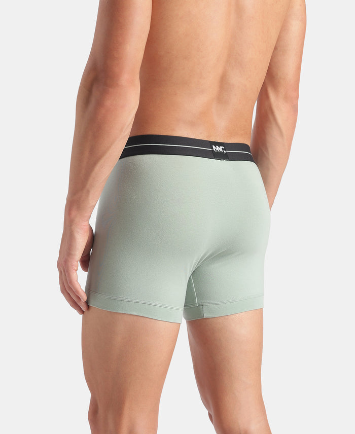 Super Combed Cotton Elastane Stretch Solid Trunk with Ultrasoft Waistband - Graphite & Jadeite (Pack of 2)
