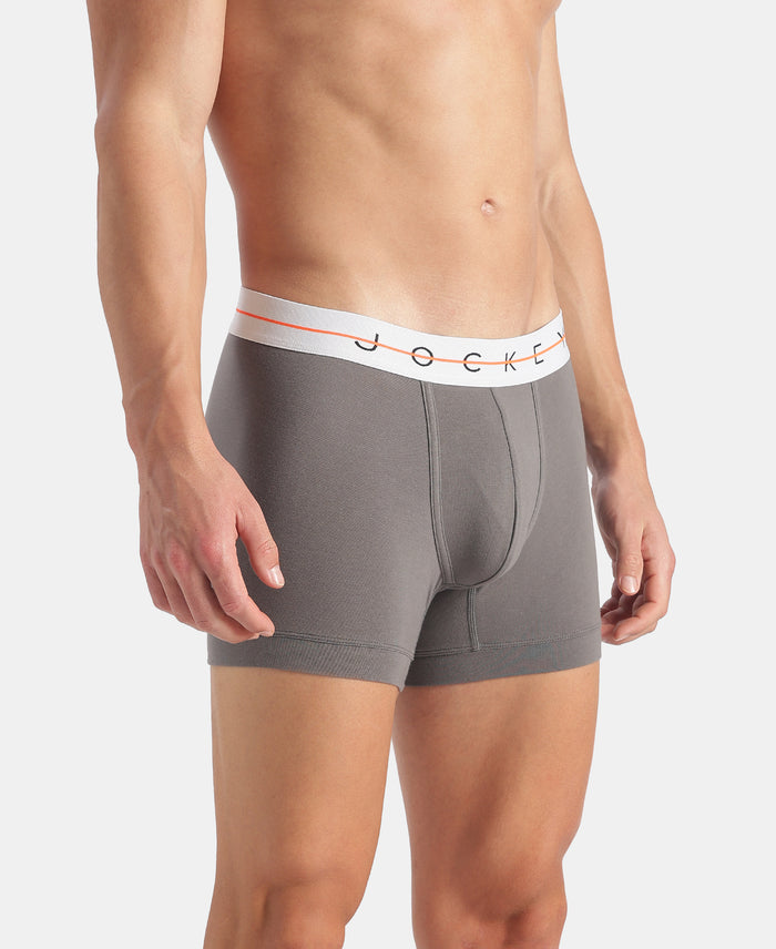 Super Combed Cotton Elastane Stretch Solid Trunk with Ultrasoft Waistband - Gunmetal & Purple Dove (Pack of 2)