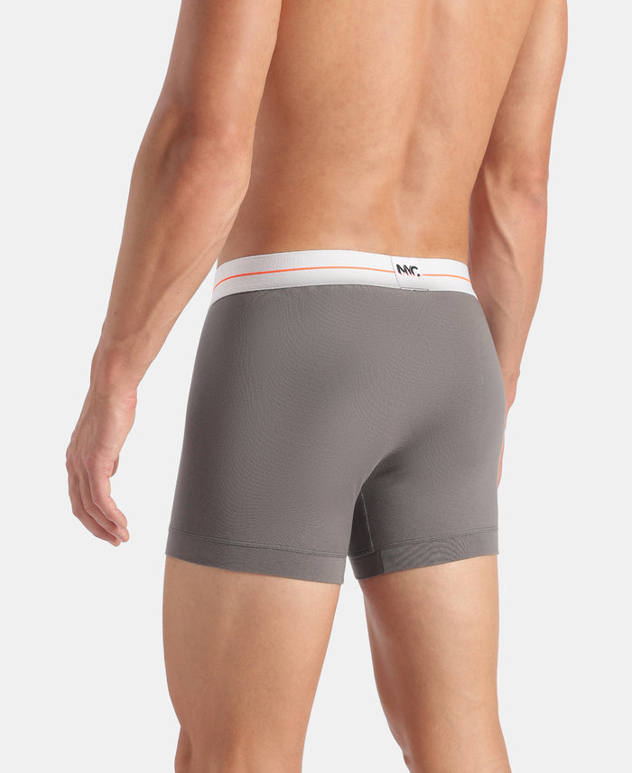 Super Combed Cotton Elastane Stretch Solid Trunk with Ultrasoft Waistband - Gunmetal & Purple Dove (Pack of 2)