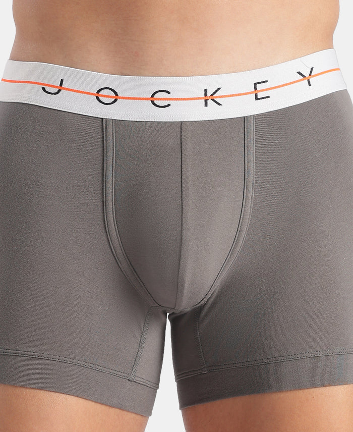 Super Combed Cotton Elastane Stretch Solid Trunk with Ultrasoft Waistband - Gunmetal & Purple Dove (Pack of 2)