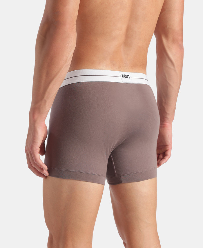 Super Combed Cotton Elastane Stretch Solid Trunk with Ultrasoft Waistband - Gunmetal & Purple Dove (Pack of 2)