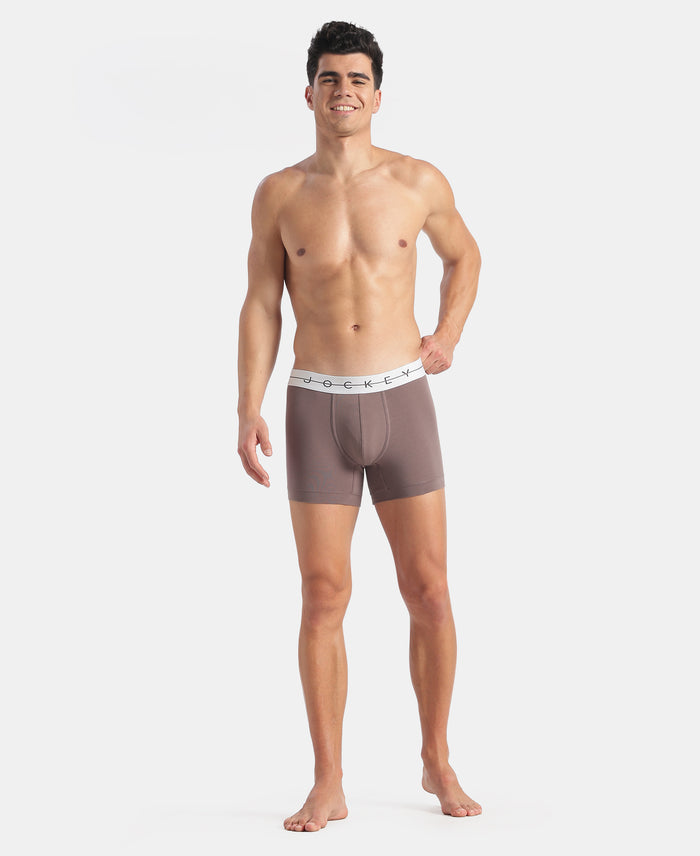 Super Combed Cotton Elastane Stretch Solid Trunk with Ultrasoft Waistband - Gunmetal & Purple Dove (Pack of 2)
