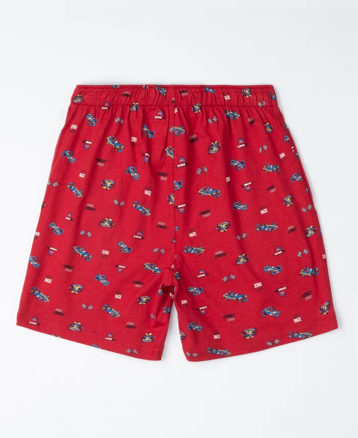 Super Combed Cotton Printed Boxer Shorts with Side Pockets - Navy & Chili Pepper (Pack of 2)