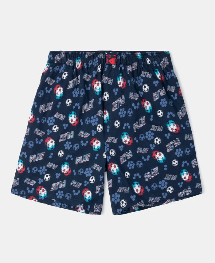 Super Combed Cotton Printed Boxer Shorts with Side Pockets - Navy & Chili Pepper (Pack of 2)