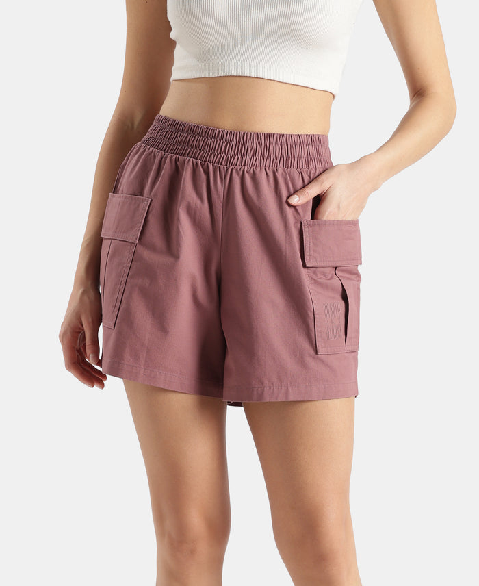 Super Combed Cotton Regular Fit Hybrid Cargo Shorts - Burnt Rose