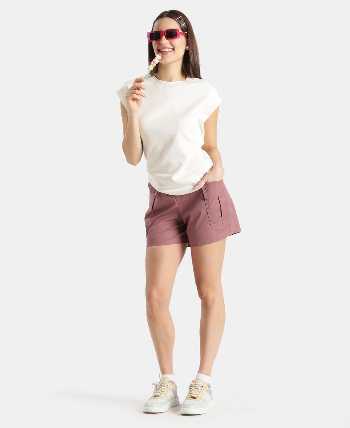 Super Combed Cotton Regular Fit Hybrid Cargo Shorts - Burnt Rose