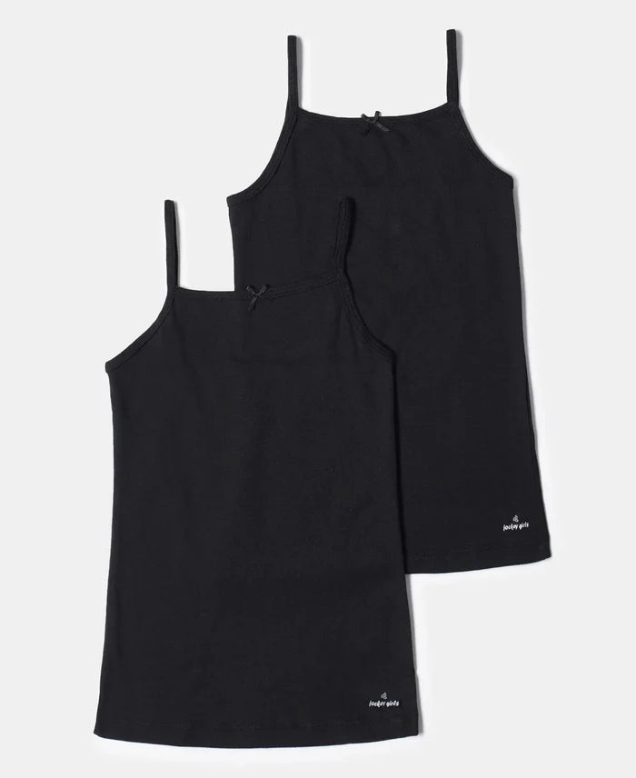 Super Combed Cotton Rib Fabric Camisole with Regular Straps - Black-5