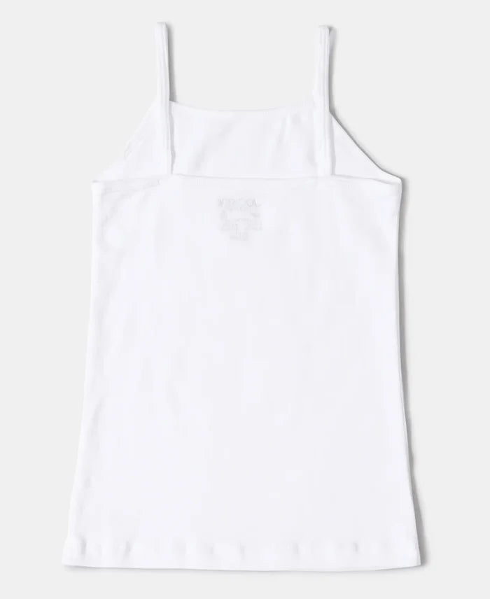 Super Combed Cotton Rib Fabric Camisole with Regular Straps - White-3