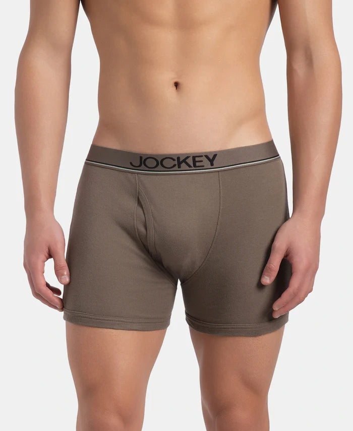 Super Combed Cotton Rib Solid Boxer Brief with Ultrasoft and Durable Waistband - Dark Khaki