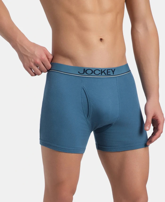 Super Combed Cotton Rib Solid Boxer Brief with Ultrasoft and Durable Waistband - Stellar (Pack of 2)