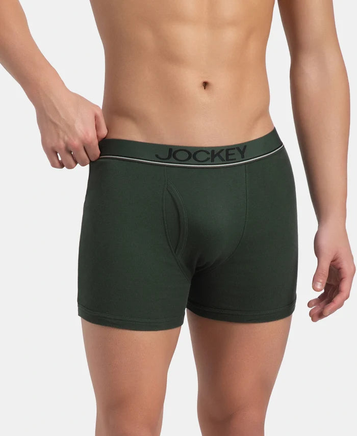 Super Combed Cotton Rib Solid Boxer Brief with Ultrasoft and Durable Waistband - Deep Forest (Pack of 2)
