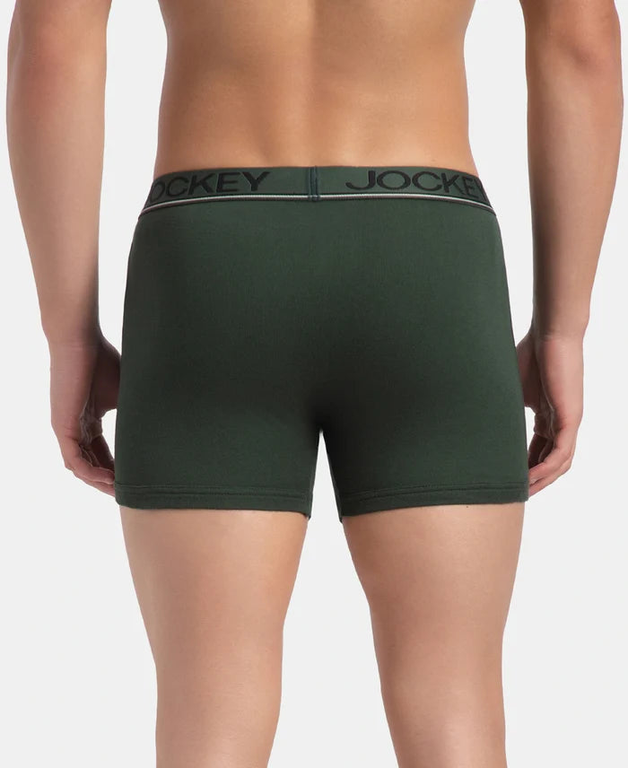 Super Combed Cotton Rib Solid Boxer Brief with Ultrasoft and Durable Waistband - Deep Forest (Pack of 2)
