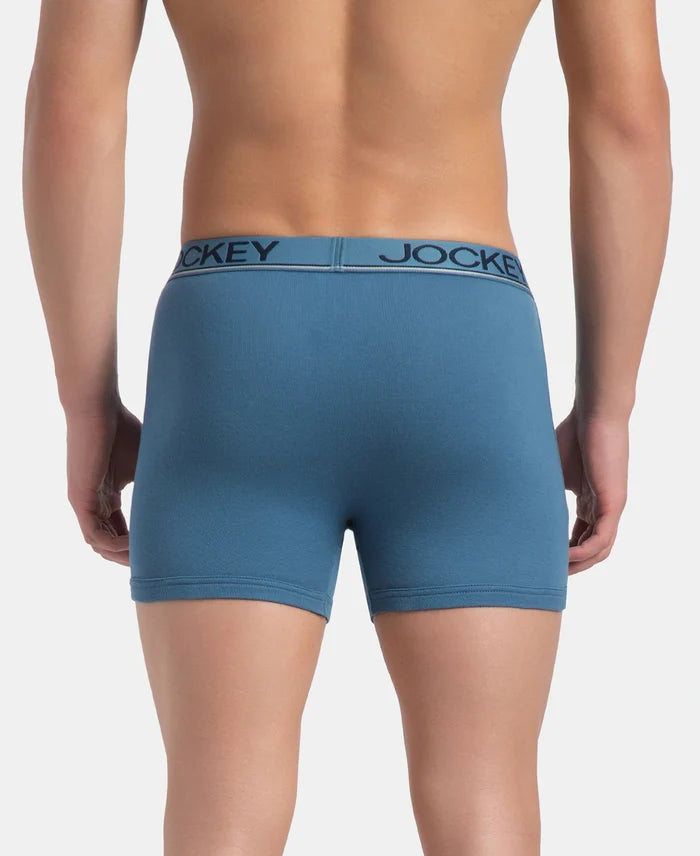 Super Combed Cotton Rib Solid Boxer Brief with Ultrasoft and Durable Waistband - Stellar (Pack of 2)