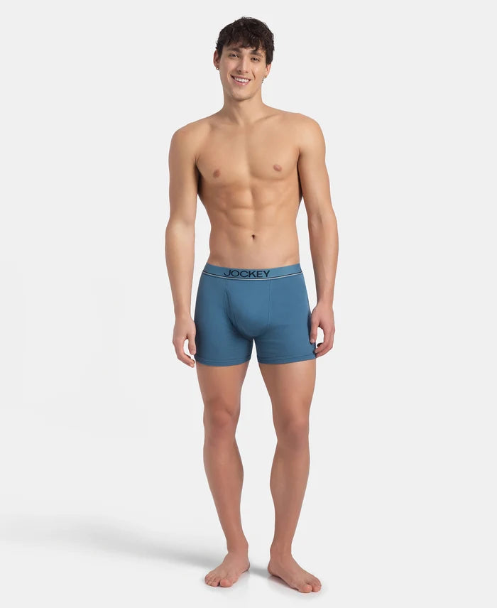 Super Combed Cotton Rib Solid Boxer Brief with Ultrasoft and Durable Waistband - Stellar (Pack of 2)