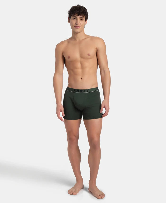 Super Combed Cotton Rib Solid Boxer Brief with Ultrasoft and Durable Waistband - Deep Forest (Pack of 2)