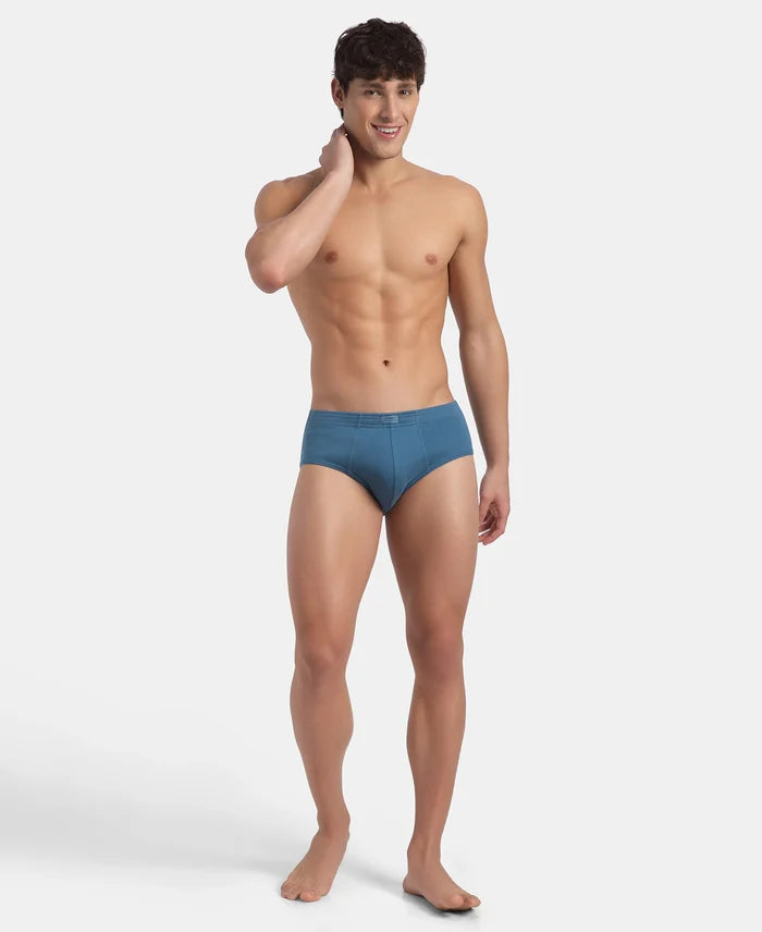 Super Combed Cotton Rib Solid Brief with StayFresh Treatment - Stellar (Pack of 2)