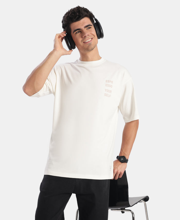 Super Combed Cotton Rich Graphic Printed Oversized T-Shirt - White