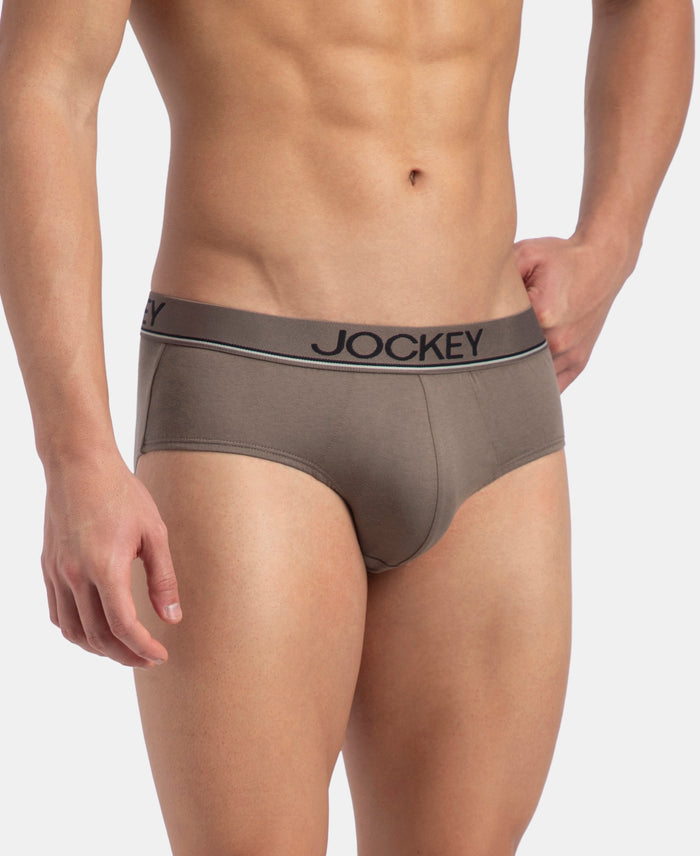Super Combed Cotton Solid Brief with Ultrasoft Waistband - Dark Khaki (Pack of 2)