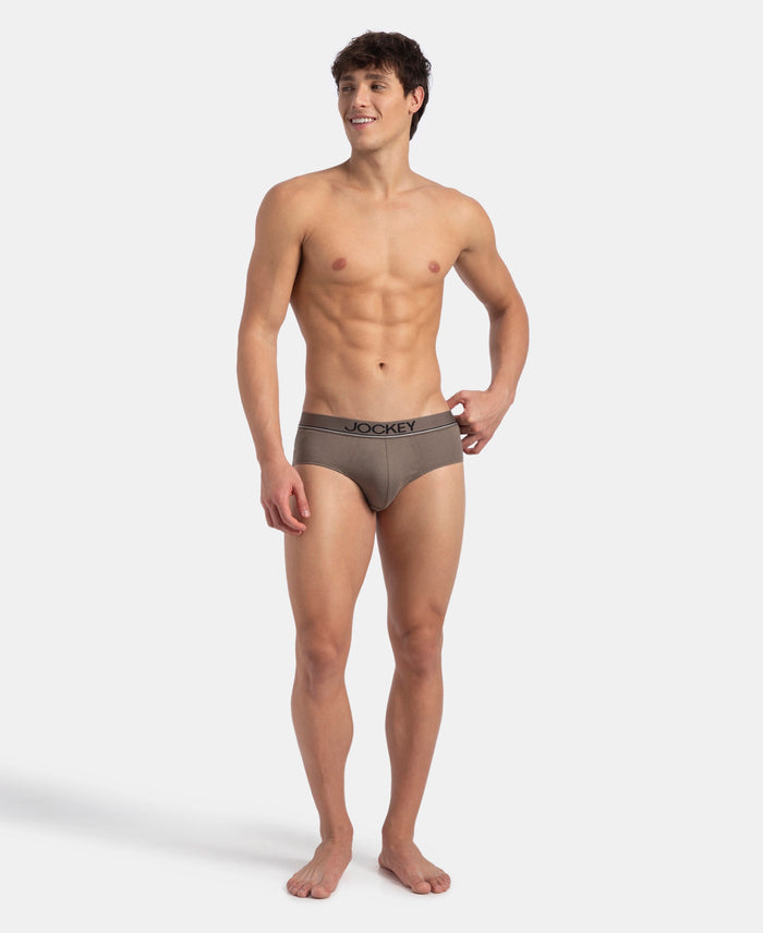 Super Combed Cotton Solid Brief with Ultrasoft Waistband - Dark Khaki (Pack of 2)