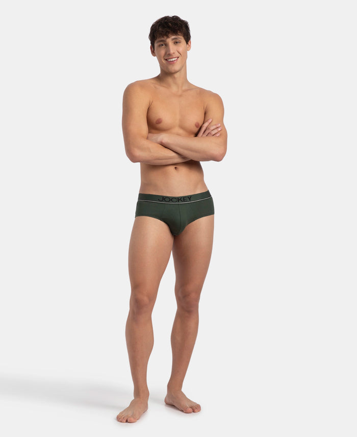 Super Combed Cotton Solid Brief with Ultrasoft Waistband - Deep Forest (Pack of 2)