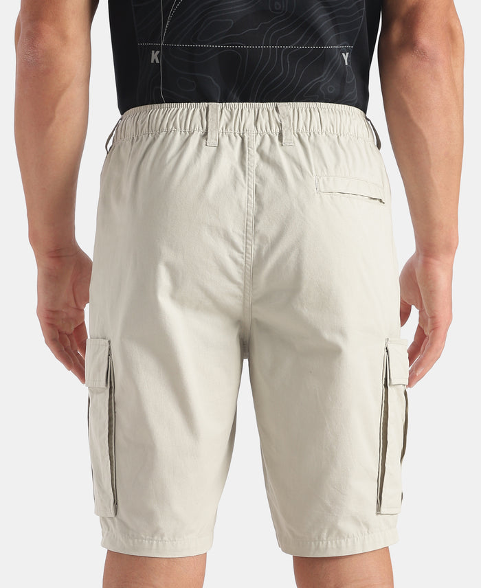Super Combed Cotton Woven Straight Fit Cargo Shorts with Seven Pockets - Moonstruck