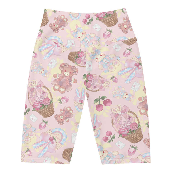 Sweet Teddy kawaii biker shorts in pastel with strawberries and satin bows