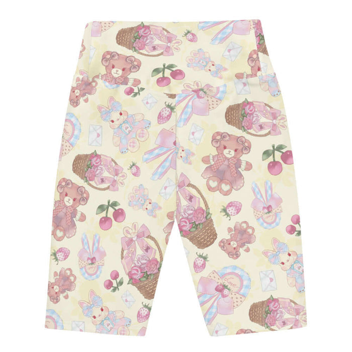 Sweet Teddy kawaii biker shorts in pastel with rose baskets and cherries
