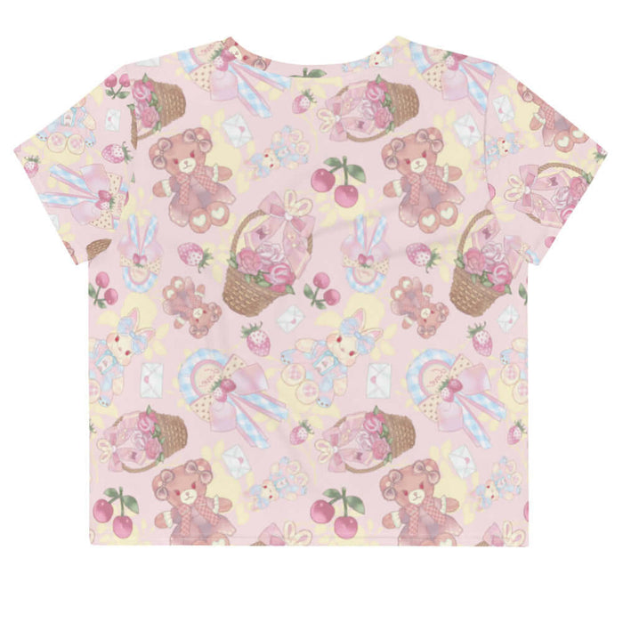 Sweet Teddy kawaii crop top in pastel with love letters and pastel hearts