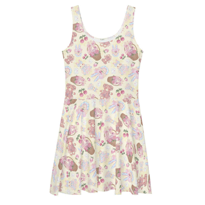 Sweet Teddy kawaii skater dress in pastel with teddy bears and lace cameos