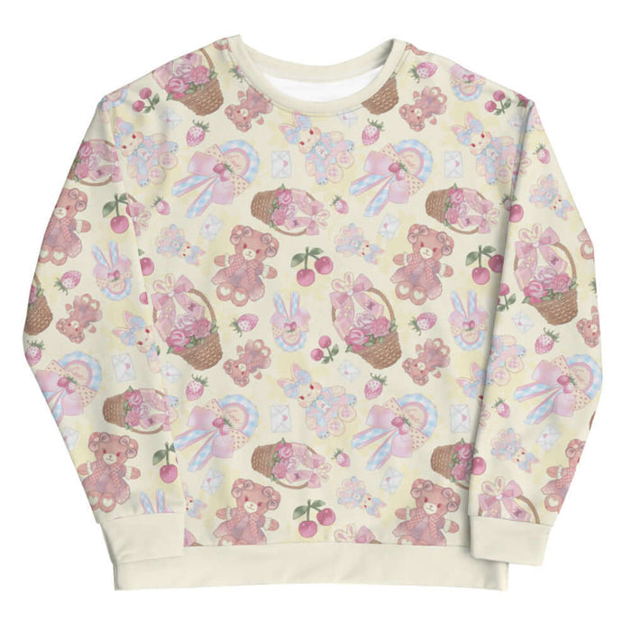 Sweet Teddy kawaii sweatshirt in pastel with teddy bears and lace cameos