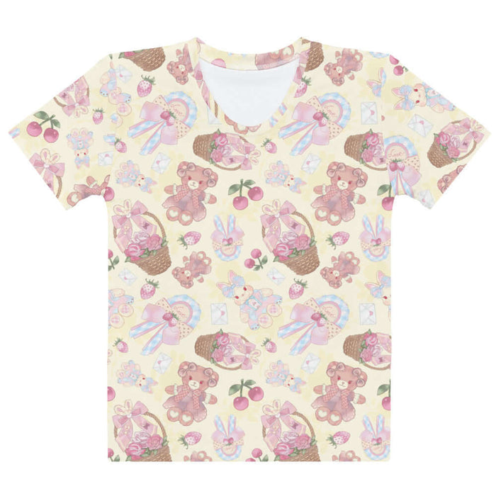 Sweet Teddy kawaii t-shirt in pastel with teddy bears and lace cameos