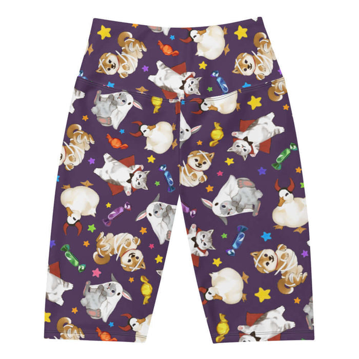 Trick or Treaters alternative biker shorts with devil ducks and vampire kitties
