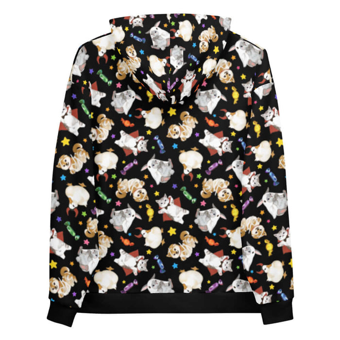 Trick or Treaters alternative hoodie with ghost-sheet bunnies and wrapped candy
