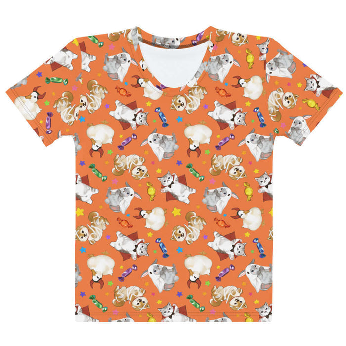 Trick or Treaters alternative tee with vampire kitties and scattered stars